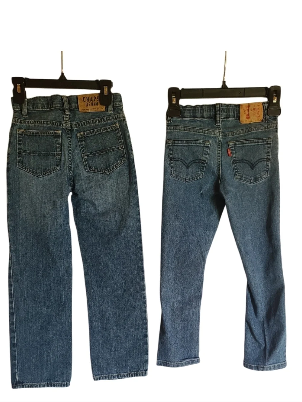 Set of 2 Boys Straight Leg Jeans Size 7 | Levi’s & Chaps | Adjustable Waist